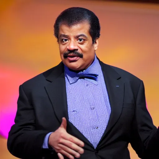 Prompt: neil degrasse tyson pointing at you with anger and malice, a picture taken by cosmo