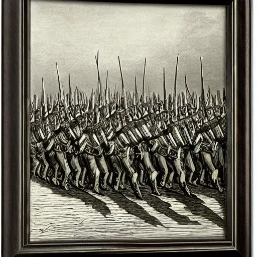 Image similar to Marching Army by Gustav Doré