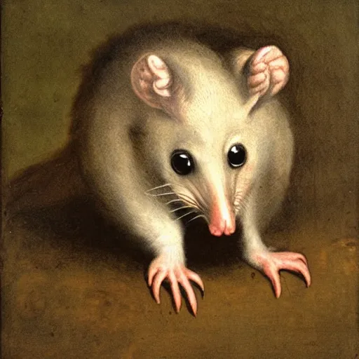 Prompt: a possum, by Francisco de Goya, oil on canvas