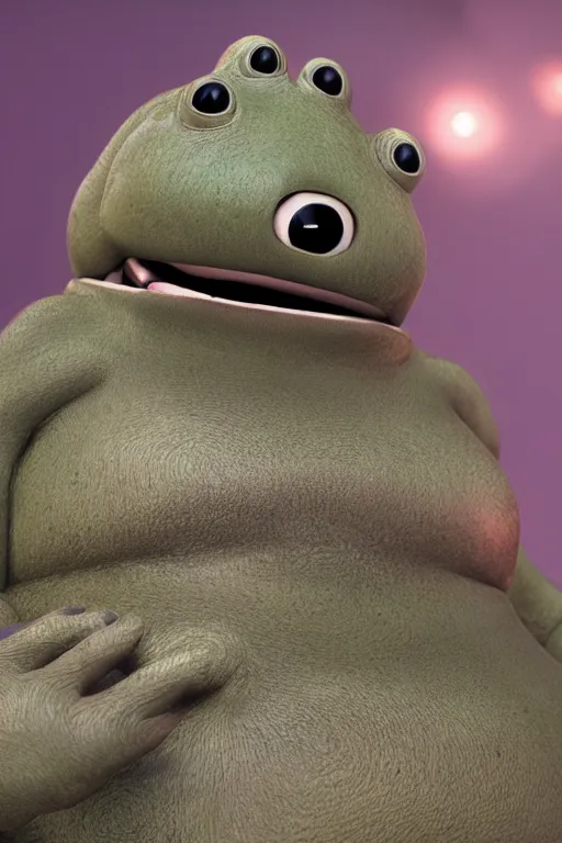 Image similar to pixar style anthropomorphic tardigrade, high detail, symmetrical, anatomically accurate, octane render,