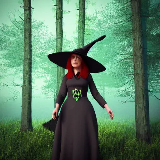 Prompt: witch in the woods, 3d render