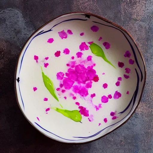 Image similar to waterpaint top view of a bowl of sakura petals soup