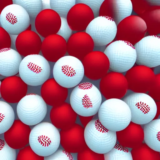 Prompt: beautiful ocean wave of white and red baseballs, 4k, surreal