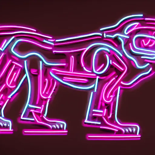 Prompt: a neon cyberpunk cyborg jaguar