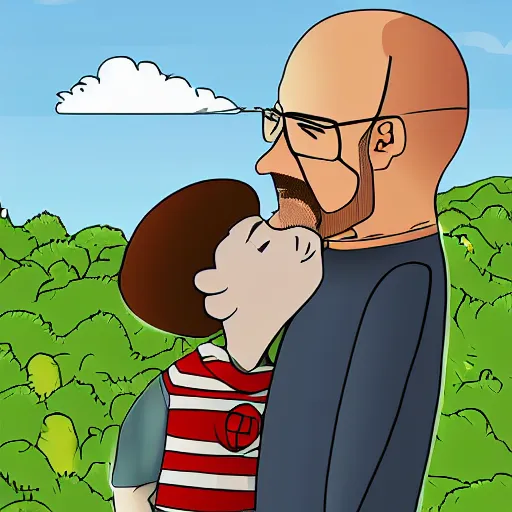 Image similar to jesse kissing walter white from breaking bad fan art