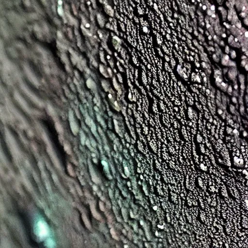 Prompt: zoomed in iphone photo wet mineral formations