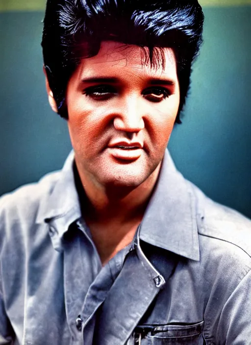 Image similar to photo closeup portrait of superstar elvis presley by steve mccurry