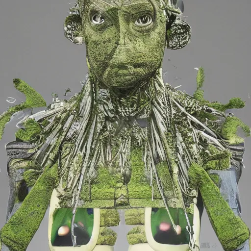 Image similar to vegan supervillain, UHD, hyperrealistic render, highly detailed, 4k, artstation