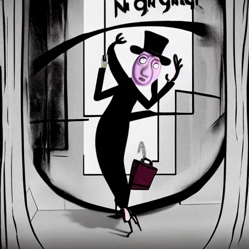 Prompt: A film noir in the style of Dr Caligari featuring Peppa Pig