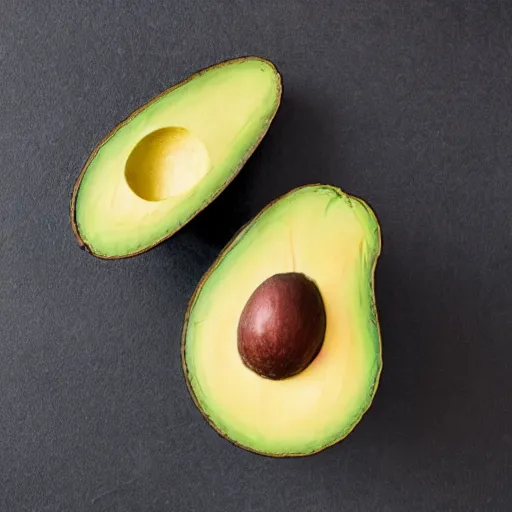 Image similar to cut in half avocado with emma watsons head as the seed