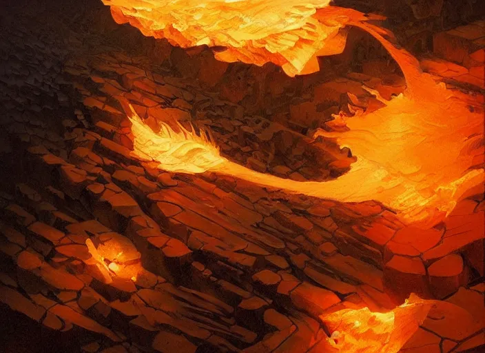 Image similar to ice meets fire, painting by mc escher, very detailed!!, illusion, surreal!!!, art by greg rutkowski, trending on artstation, beautiful color art!