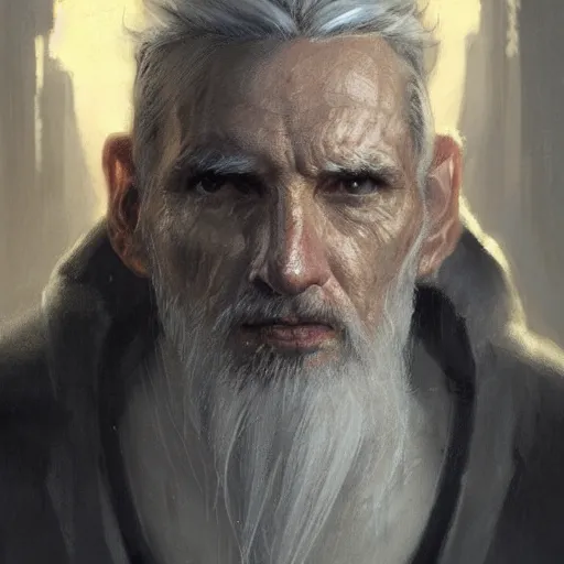 Image similar to portrait of a man by greg rutkowski, old jedi master, he looks like sam witwer, wearing gray jedi robes, star wars expanded universe, he is about 6 0 years old, highly detailed portrait, digital painting, artstation, concept art, smooth, sharp foccus ilustration, artstation hq