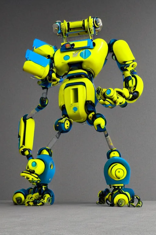 Prompt: Robotic ox, Cyberpunk, Green yellow blue