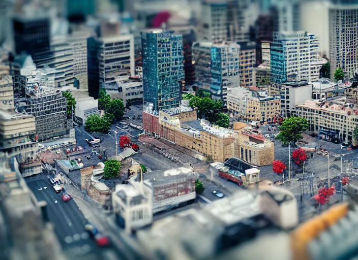 Prompt: photo city tilt-shift