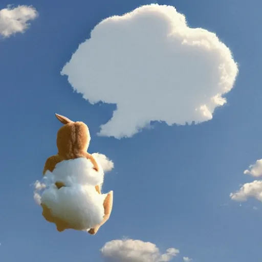 Prompt: a bunny-shaped cloud