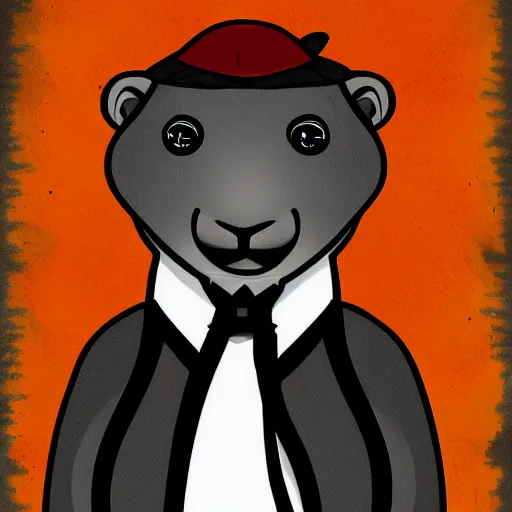 Image similar to a cute marmot in a tuxedo, digital art, comic book style