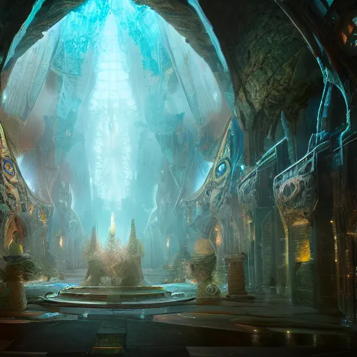 Image similar to ,inside a magical ethereal elven city, highly detailed, 4k, HDR, award-winning, artstation, octane render