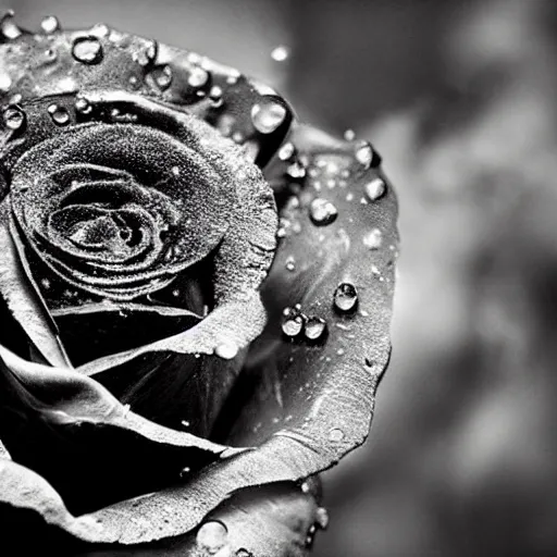 Image similar to award - winning macro of a beautiful black rose made of glowing molten magma