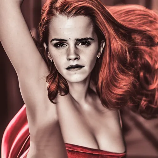 Image similar to Emma Watson as Jessica Rabbit, (Sony a7R IV, symmetric balance, polarizing filter, dynamic range, HDR)