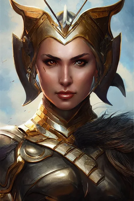 Image similar to amazon valkyrie athena, d & d, fantasy, portrait, highly detailed, headshot, digital painting, trending on artstation, concept art, sharp focus, illustration, art by artgerm and greg rutkowski and magali villeneuve