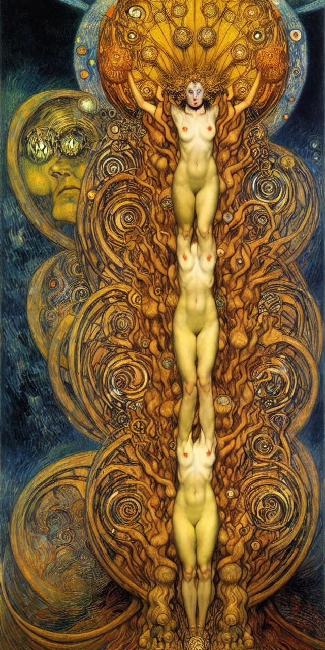 Image similar to Divine Chaos Engine by Karol Bak, Jean Delville, William Blake, Gustav Klimt, and Vincent Van Gogh, symbolist, visionary