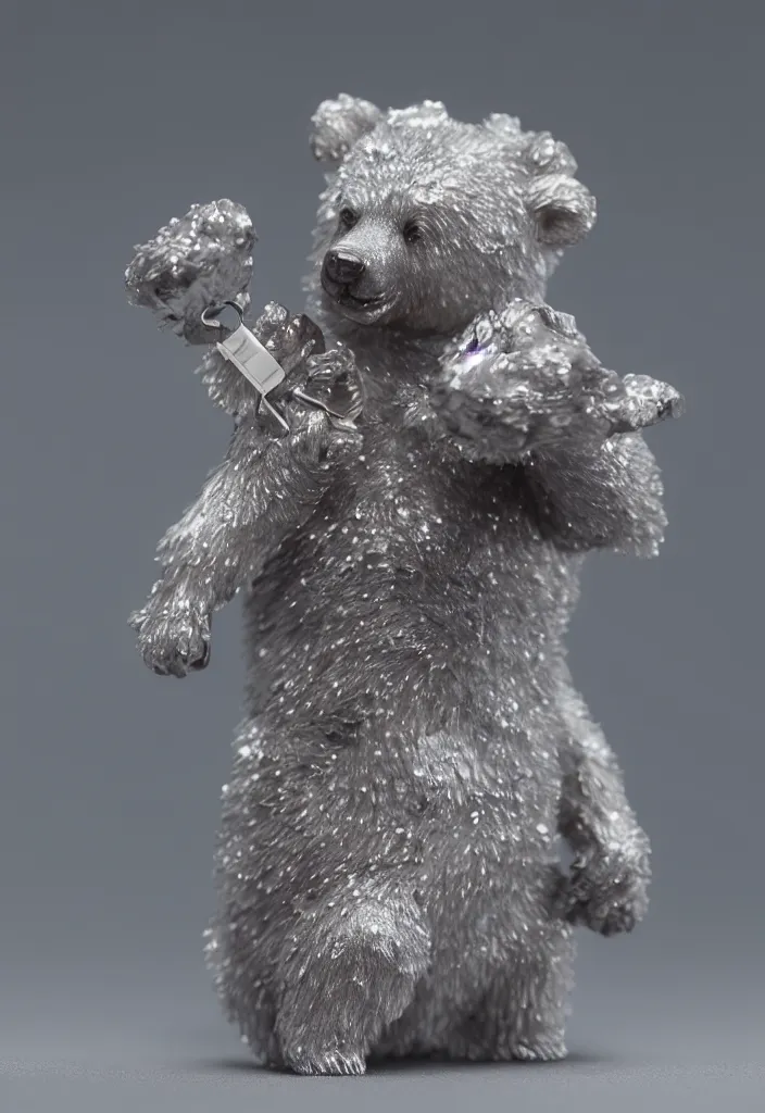 Prompt: a small cute crystal bear figurine keychain by greg rutkowski, sung choi, mitchell mohrhauser, maciej kuciara, johnson ting, maxim verehin, peter konig, 8 k photorealistic, cinematic lighting, hd, high details, dramatic, atmosphereric, trending on artstation