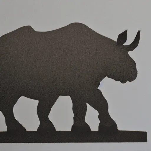 Prompt: single horned orange colored rhino silhouette