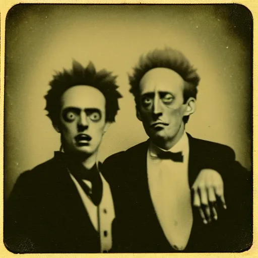 Image similar to tintype photo of “ rick and morty ” old time