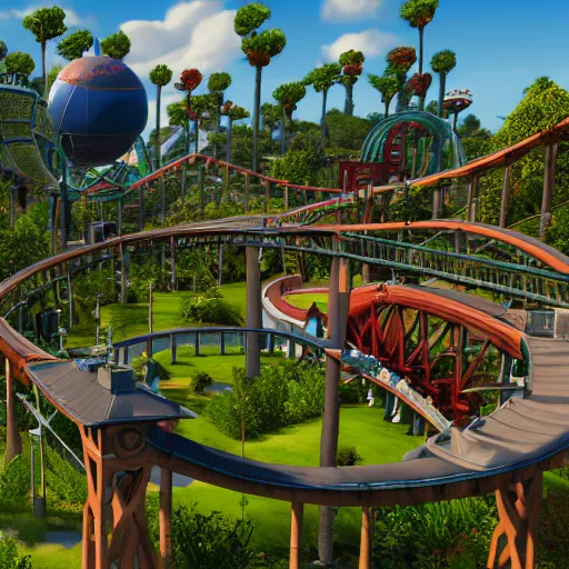 Image similar to a screenshot from the sequel to the video game Planet Coaster, 4K