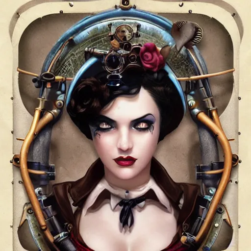 Image similar to lofi underwater bioshock steampunk corset portrait, Pixar style, by Tristan Eaton Stanley Artgerm and Tom Bagshaw.