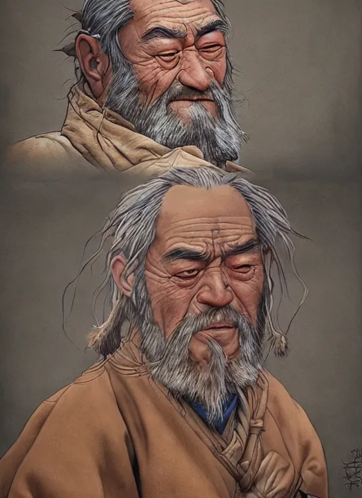 Prompt: real life Uncle Iroh, beautiful, very detailed, hyperrealistic, very detailed painting by Glenn Fabry, by Joao Ruas