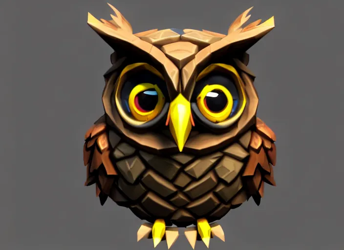 Image similar to owl head, stylized stl, 3 d render, activision blizzard style, hearthstone style