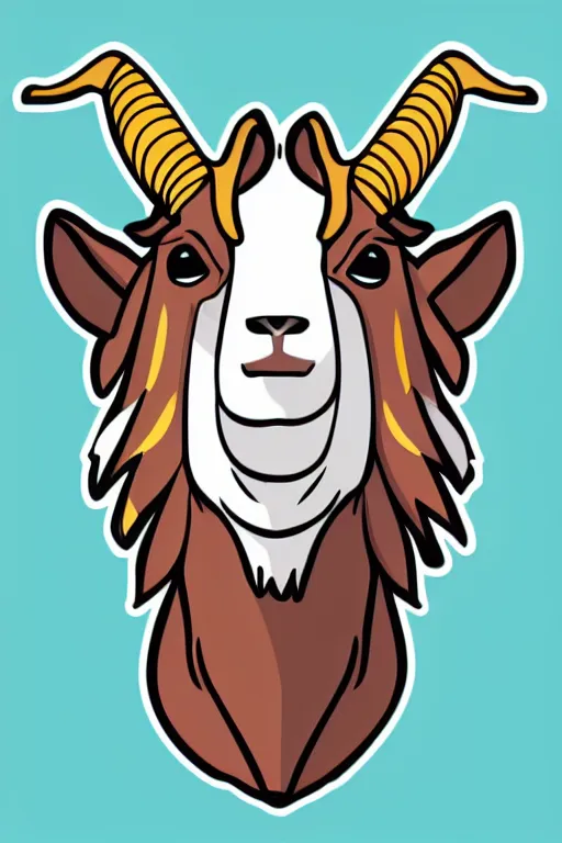 Image similar to Portrait of a goat in anime style, anime, sticker, colorful, illustration, highly detailed, simple, smooth and clean vector curves, no jagged lines, vector art, smooth