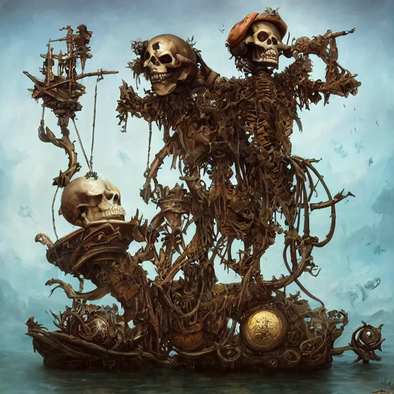 Image similar to pirate skeleton drinking beer by ellen jewett, tomasz alen kopera and Justin Gerard