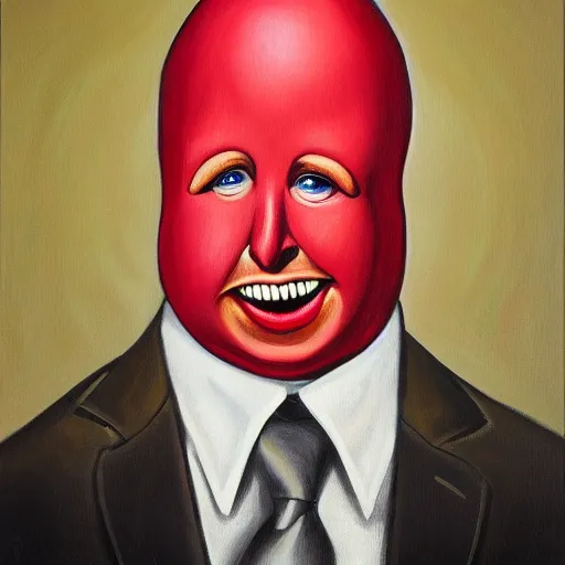 Prompt: the anthropomorphic potato elon musk by john byrne, photorealistic oil on canvas