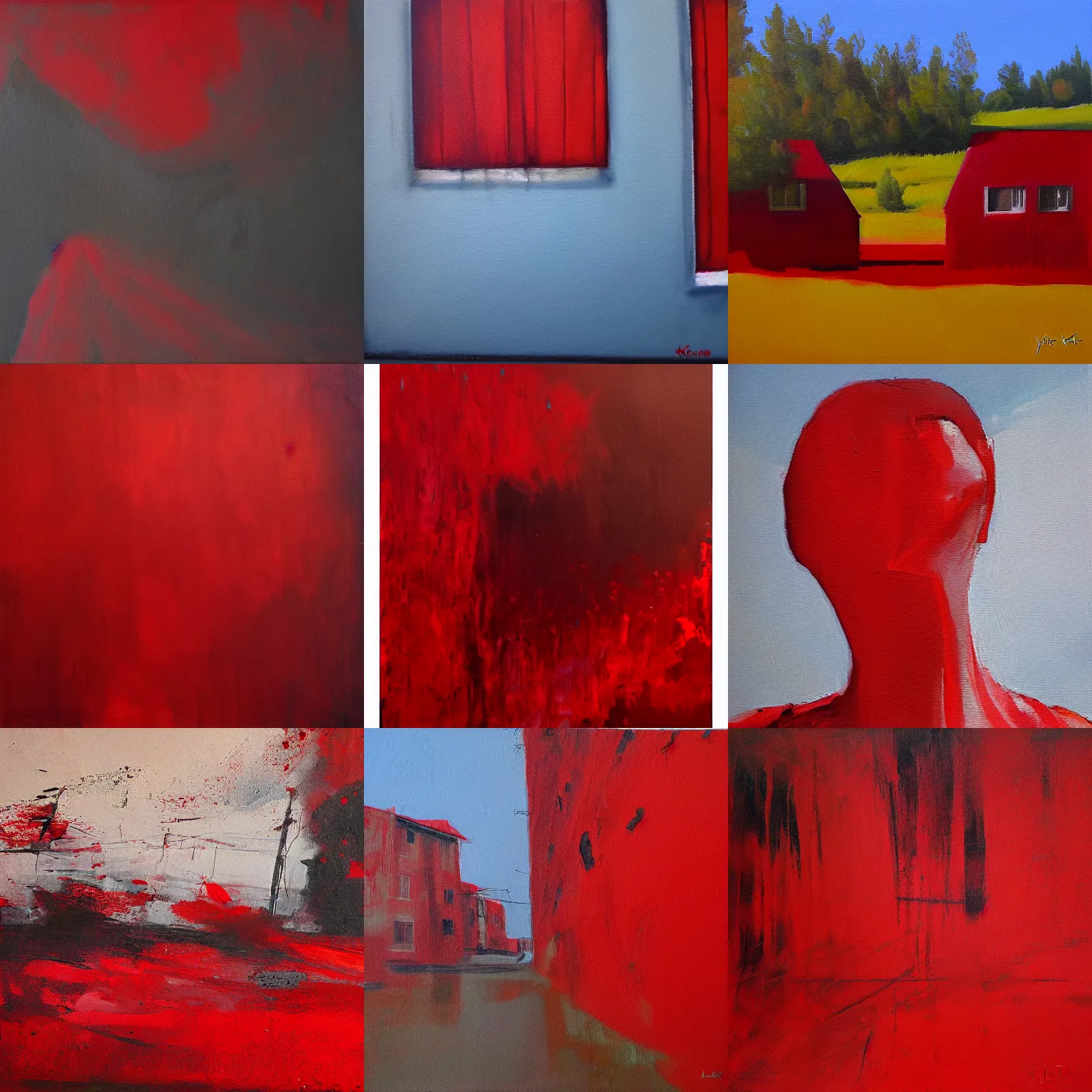 Prompt: a red painting by yves klain