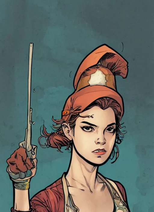 Prompt: a portrait of a pretty sewer punk young lady by cliff chiang