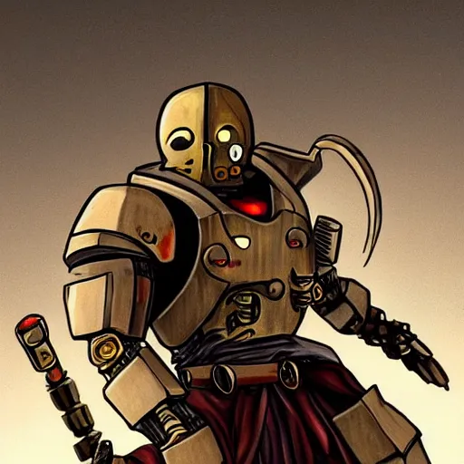 Image similar to A warforged from Dungeons & Dragons looking like the BIONICLE Keetongu with one eye and mystical tattoos on his arms, art by Christian Faber