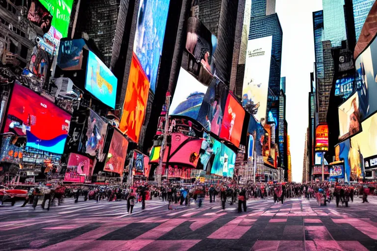 Prompt: a portal into another universe in the middle of Times Square, photo, 8K