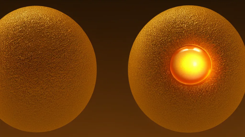 Image similar to a realistic image of a sphere of molten gold. the sphere is rising upwards from a mechanical basin filled with molten gold. photorealism ultradetailed concept art