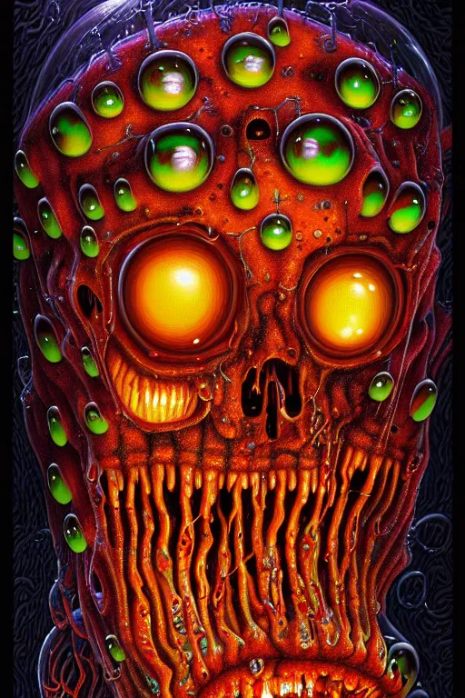 Image similar to a detailed photorealistic image of a transparent jelly nightmare zombie horror machine depth of field electronic chemistry by johfra bosschart, lisa frank, dark fantasy art, high detail, trending on artstation