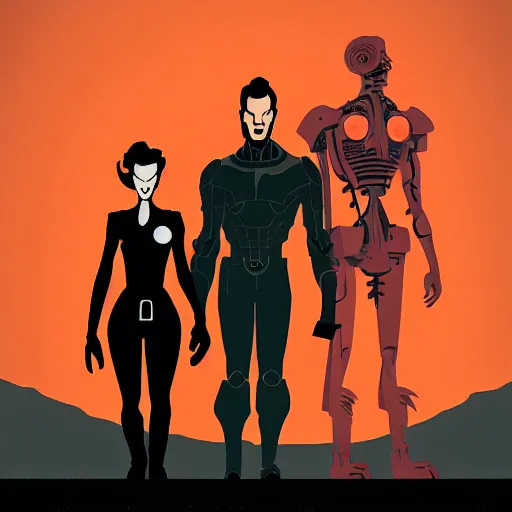 Image similar to stylized proportions, human, large shoulders, thin long legs, the expanse tv series, in the style of mike mignola, trending on artstation