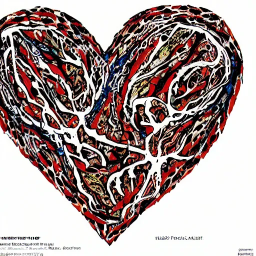 Prompt: anatomical heart in the style of jackson pollock anatomically correct