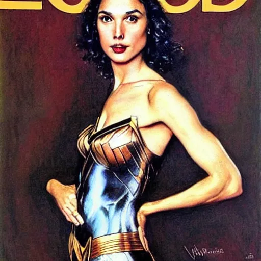 Image similar to gal gadot painted by norman rockwell