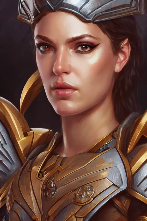 Image similar to amazon valkyrie athena, d & d, fantasy, portrait, highly detailed, headshot, digital painting, trending on artstation, concept art, sharp focus, illustration, art by artgerm and greg rutkowski and magali villeneuve