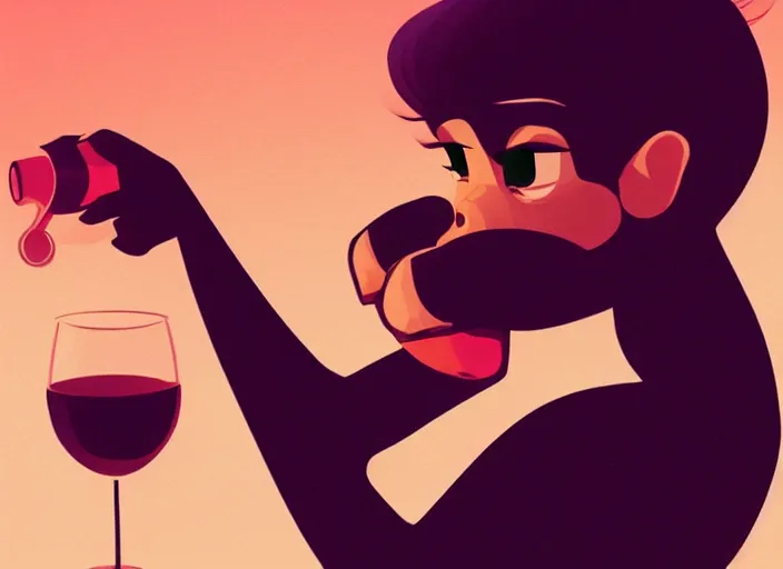 Image similar to cute monkey drinking wine. clean cel shaded vector art. behance hd by lois van baarle, artgerm, helen huang, by makoto shinkai and ilya kuvshinov, rossdraws, illustration, art by ilya kuvshinov