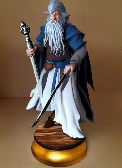 Image similar to gandalf, style of a super smash brothers trophy