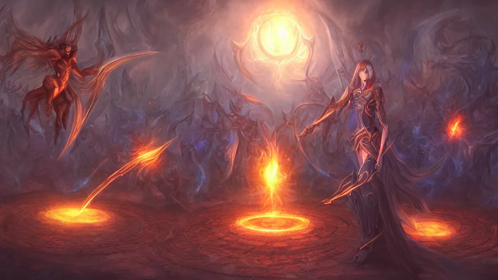 Prompt: mages in circle summoning from the evil realm. fantasy, digital painting, hd, detailed.