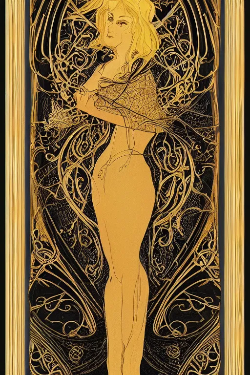 Prompt: an intricate art nouveau frame with only edges, golden concept art, matte, sharp focus,