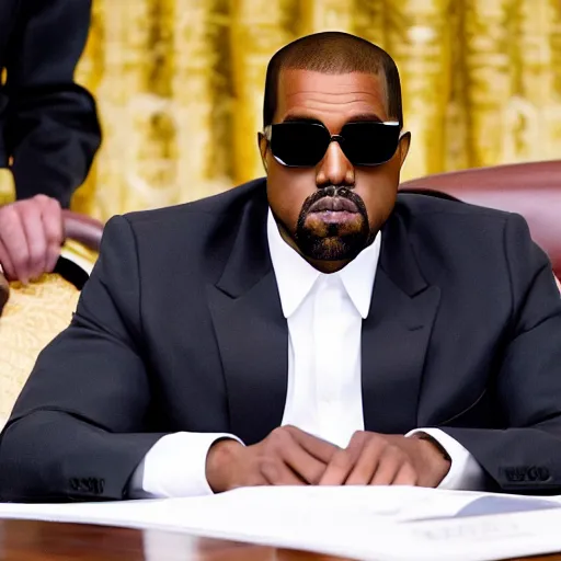 Prompt: WASHINGTON (AP) Kanye West sworn in as President, January 20th, 2024